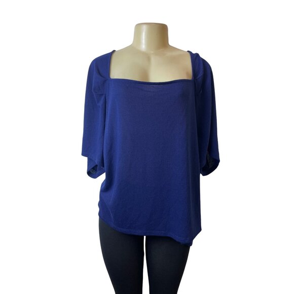 Eloquii Womens Size 26/28 Blue Square Neck Top Short Sleeve Shirt - Picture 1 of 6